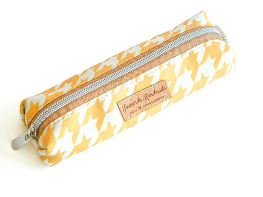 Yellow Houndstooth Boxy Pouch