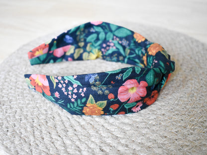Top knot headband - Black floral