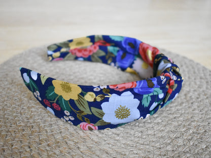 Top knot headband - Blue floral