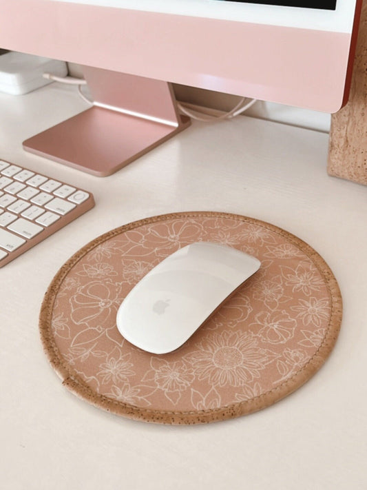 Floral Sketches in Light Pink Mousepad